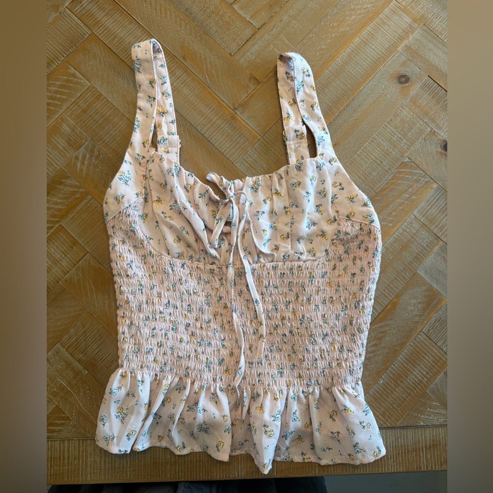 Love Tree Peplum Pink Floral Top size Small